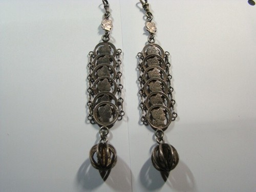 Antique Fantastic Hand Crafted & Cut Pair Of Barber Silver Dimes Watch Fobs