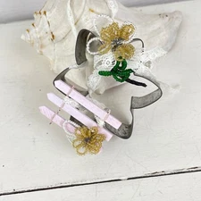 Hand Crafted Star Cookie Cutter Up-Cycle Ornament Easter Spring Beaded Flowers