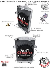 3 Row WR Champion Radiator W/ 16" Fan for 1930 Chevrolet Car Chevy V8 Conversion