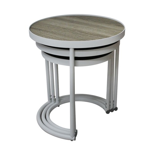 3-Piece Round Nesting Coffee Table (White) - Picture 4 of 5