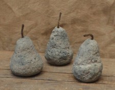 NEW - Set of 3 Assorted Rustic HEAVY CEMENT PEARS - Farmhouse Kitchen Decor