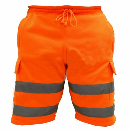 Hi Vis Shorts Work Wear Cargo Reflective Multi Pockets Super Soft Fleece Shorts - Picture 10 of 14