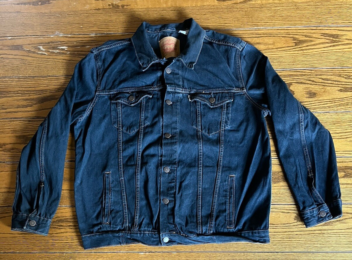 Levis Jean Jacket Mens Blue Denim Dark Wash 72334 Size XL Type III