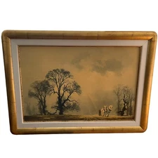 David Shepherd Rare Vintage Winter Plough Large Gold Framed Print Signed
