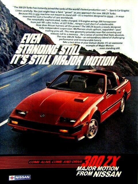 1984 Nissan 300 ZK Vintage Standing Still Major Motion Original Print Ad 8.5x11 1984 Nissan 300 ZK Vintage Standing Still Major Motion Original Print Ad 8.5x11