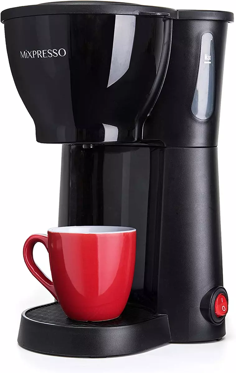 Single Serve Coffee Maker One Cup Small Personal Brew With Brewing Basket  Black