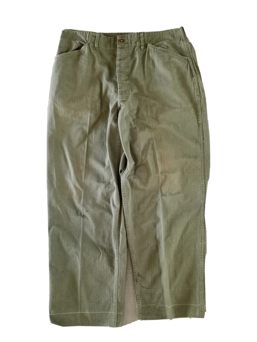 Vintage 40s N-3 HBT USN Military Pants Trousers WW2 WWII 36x29 US Navy Rare