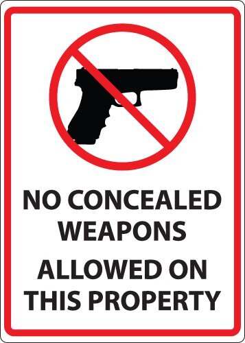 Zing Green Products 1820A Recycled Aluminum No Concealed Weapons Sign