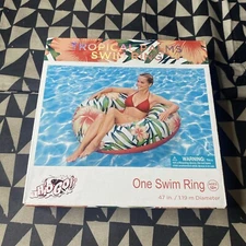 Bestway H2O Go Tropical Palms Pool Swim Ring LARGE 47" Green Red Hibiscus ~ NEW