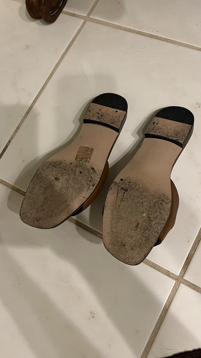 Authentic Gucci Interlocking G Cut Cuir Leather Slides
