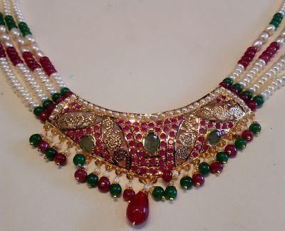 20k Gold Necklace Pendant Set With Ruby Emerald Pearl Earring Authentic Jewelry Ebay