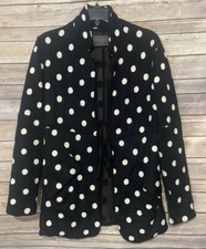 Maglione cardigan Maria Calderara 2 cravatte davanti a pois misto cotone seta US 6