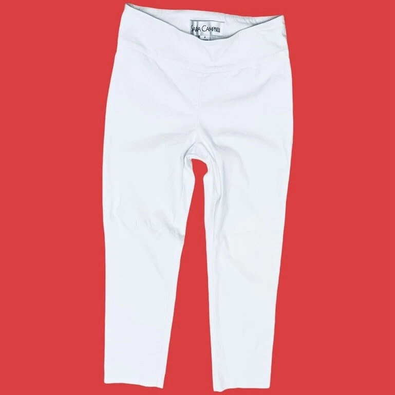 Pantalones Sara Campbell The Sheri Blancos Pull On Elastizados Cortos Hechos/USA 2 Foto 2 de 4