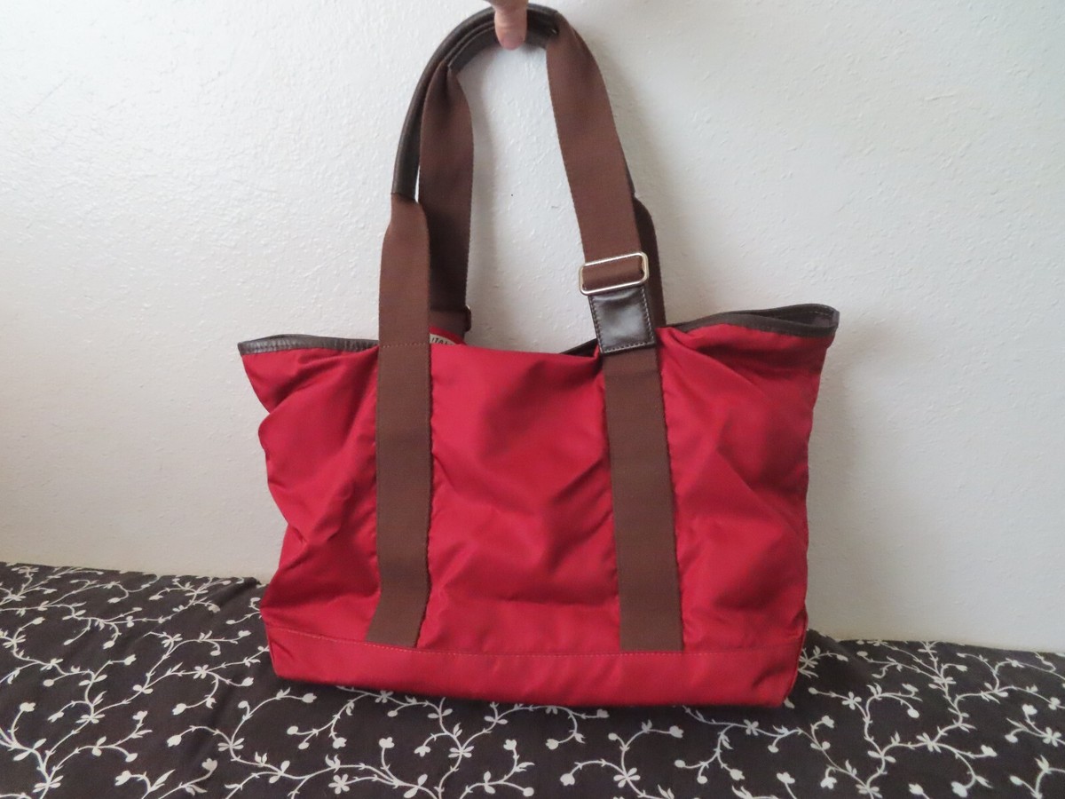 Orobianco Italian Bag Nylon & Leather Adjustable Shoulder Bag Red 