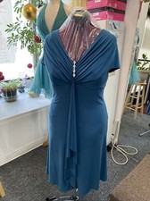 Thea Dora Teal Evening Stretch Dress Knee Length size 18