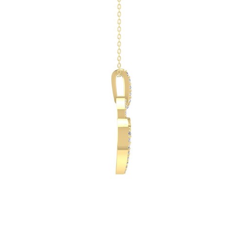 10K Yellow Gold Round Lab Grown Diamond Heart Pendant 18" Silver Cable Chain - Picture 2 of 7