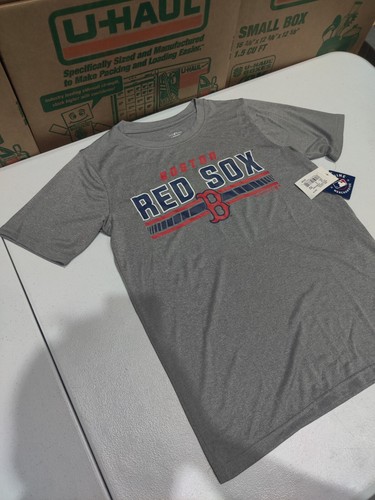 New Official MLB Boston Red Sox Gray Youth Boys Short Sleeve Athletic Shirt - Picture 3 of 5