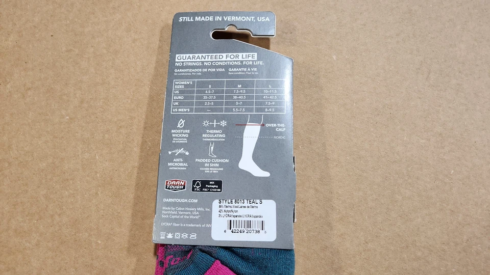 Calcetín de esquí y snowboard Darn Tough para mujer borde sobre la pantorrilla peso medio verde azulado pequeño Foto 3 de 3