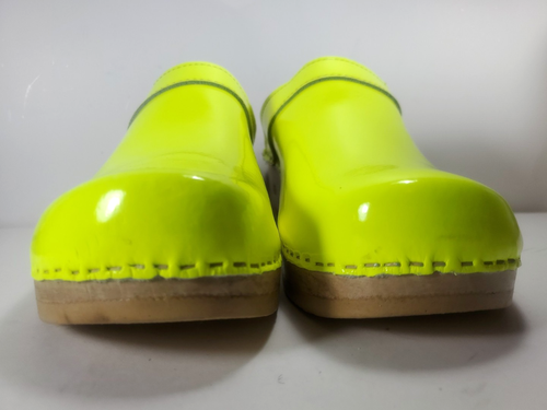Sven Zoccoli Donna Legno 12,5/13 EU 43 Pelle Giallo Neon Grossi Slip On - Foto 3 di 10