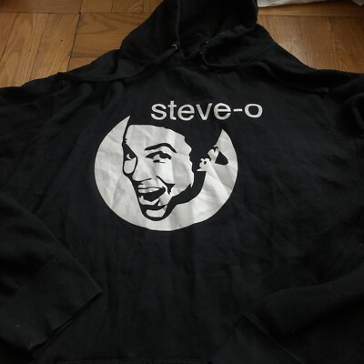 Vintage Jackass Steve-O Crazy Black Hoodie Size 2XL XXL TV MTV Show Logo 