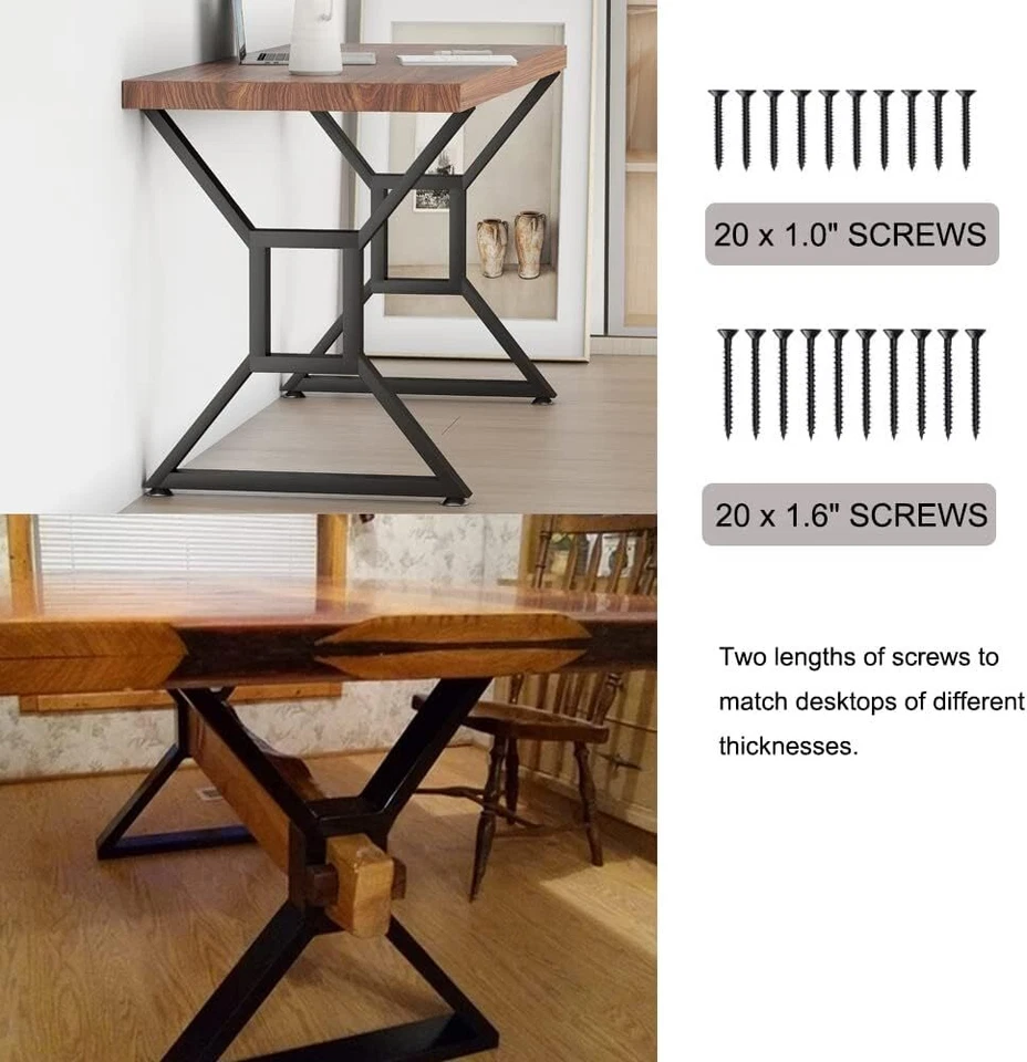 Patas de mesa de metal patas de escritorio de alta resistencia, hágalo usted mismo muebles industriales patas de comedor Foto 3 de 4