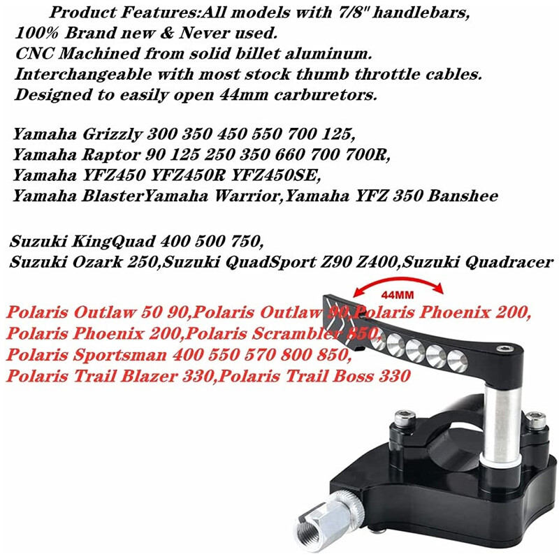 Billet Thumb Control Throttle Black For YAMAHA Banshee YFZ RAPTOR - Foto 2