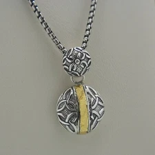 Sterling Silver Celtic Solstice Pendnat with &18K Hammered Stripe Keith Jack