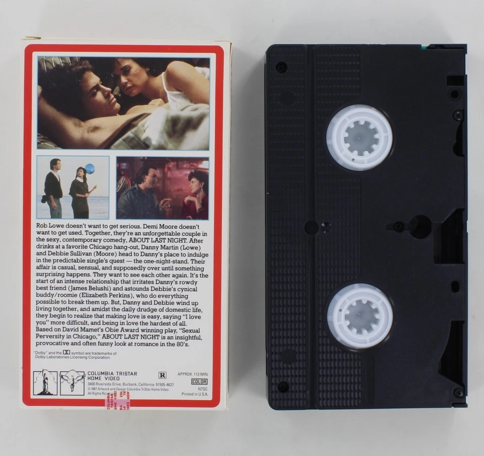 About Last Night Rob Lowe, Demi Moore, James Belushi Columbia Tri Star 1987 VHS Foto 3 de 3