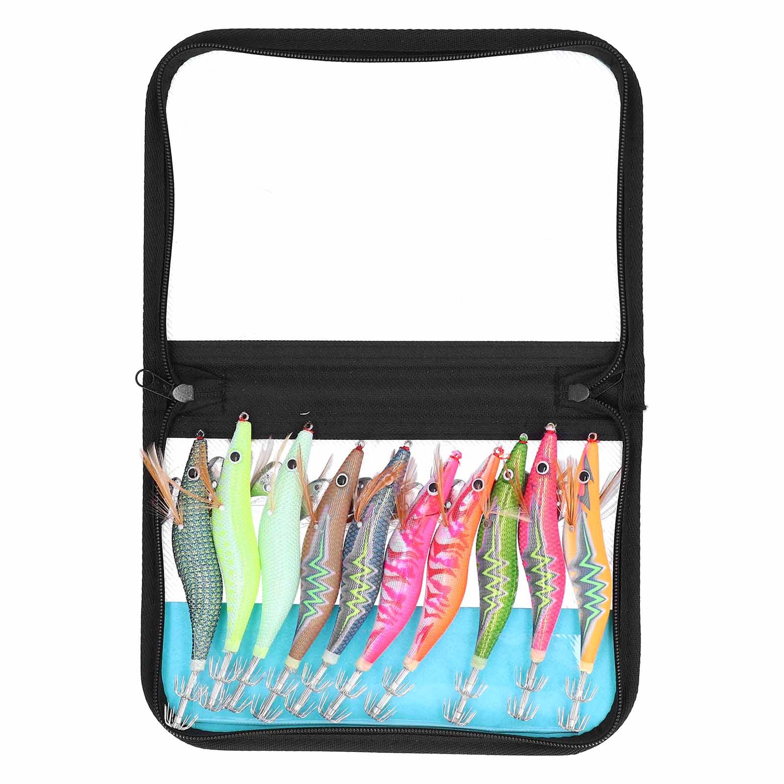 10pcs Squid Jig Hook Hard Fishing Lures Luminous Wood Fishing Shrimps Lure Bait