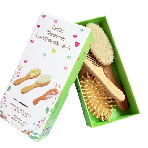 Molylove 3 Piece Baby Hair Brush and Comb Set for Newborn & Toddlers- Natural... - Picture 3 of 7