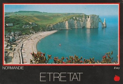 Etretat Normandie Frankreich Strand Klippen Porte d'Aval L'Aiguille Postkarte
