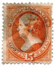 US Scott #189 15c Daniel Webster 1879 Used Light Cancel Bank Note Stamp