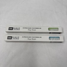 DR PERFECT Extra Hard  Firm Toothbrush Large Long Head Whitening Teeth Lot of 2