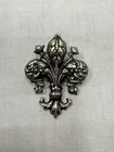 Vintage PERUZZI 800 Silver Fleur de Lis Brooch Costume Jewelry