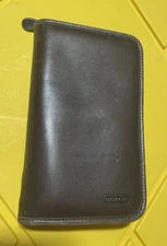 Vintage Coach Black Leather Zip Around Travel Case Organizer Wallet
