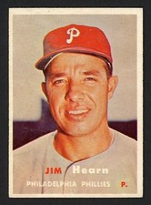 1957 Topps JIM HEARN Philadelphia Phillies #348 EX/MT Condition SEMI HIGH (2)