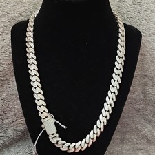 925 Sterling Silver Pavé Cuban Link 20MM Cha...