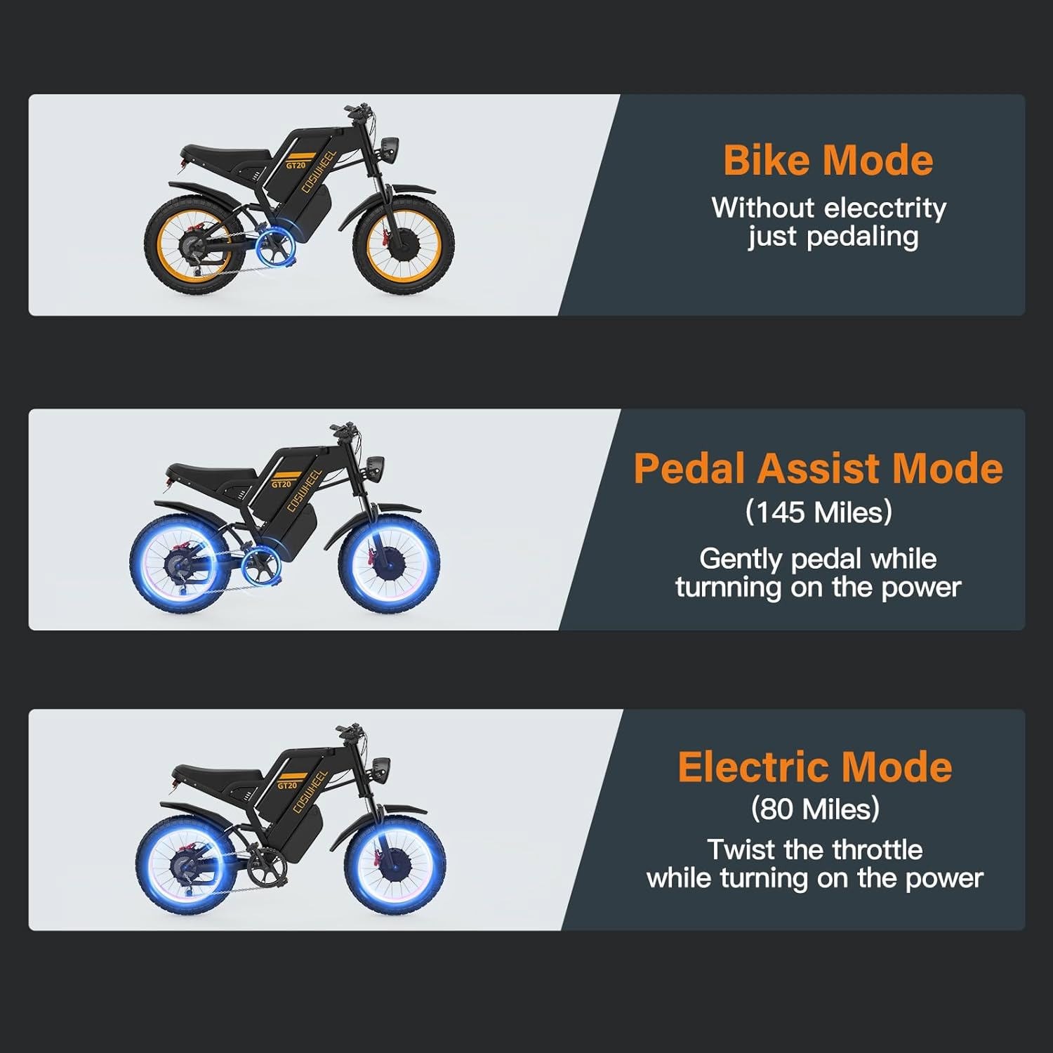 Dual Motor Electric Mountain Bike 48v Peak 3000w Motor Fat Tire Motorcycle Ebike