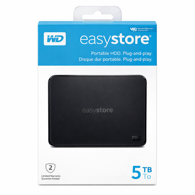 WD WDBAJP0050BBK-WESN Easystore 5TB External USB 3.0 Portable Hard