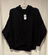 Torrid Black Hoodie NWT with Crochet. Detail Size 2