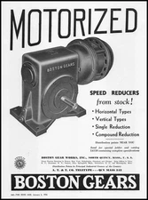 1936 Boston Gear Works North Quincy Massachusetts Motored Speed Reducer Print Ad