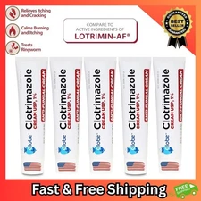 5Pack Anti-Fungal Cream Cure Athletes Foot, Jock Itch, Compare to Lotrimin AF 1%