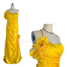 Vintage Prom Dress Maxi Gown 16 Yellow Glam Y2K Satin Slip Red Carpet Movie Star
