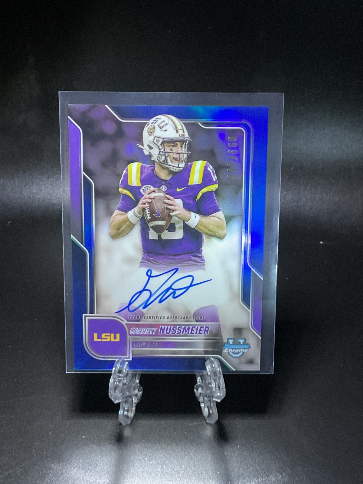 2025 Bowman Chrome U - Garrett Nussmeier /150 Blue Refractor Auto # BCA-GN