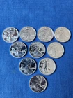 1/10 Oz . 999 Silver Walking Liberty Round Lot Of 10