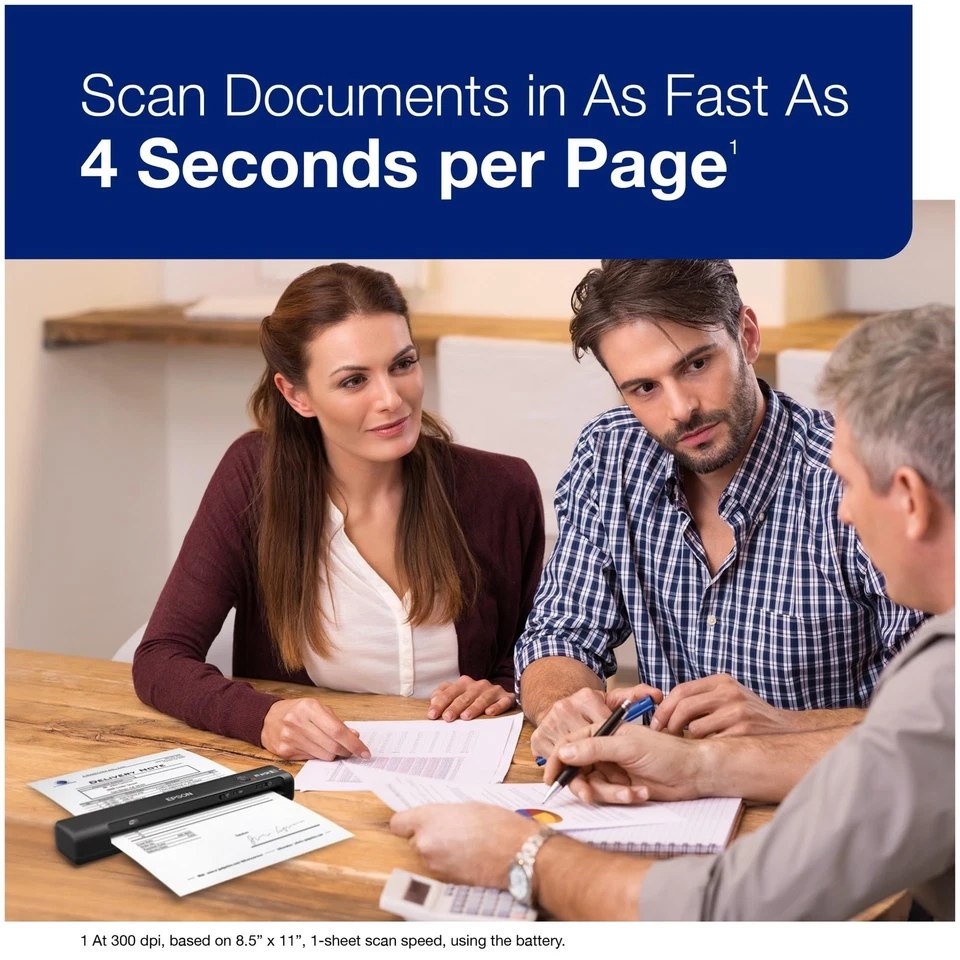 Epson WorkForce ES 60W Wireless Mobile Document Scanner Compact Fast Scanning - Image 2 of 4
