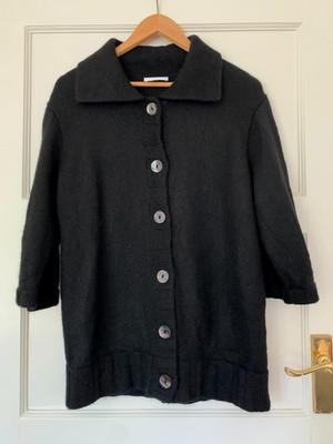 Peter Hahn Soft Black 50% Alpaca 50% Virgin Wool Button Cardigan /Jacket Size L