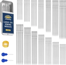 70 Pcs Hand Sewing Needles, 7 Size Large Eye Sewing Sharp Needles, Leather Embro
