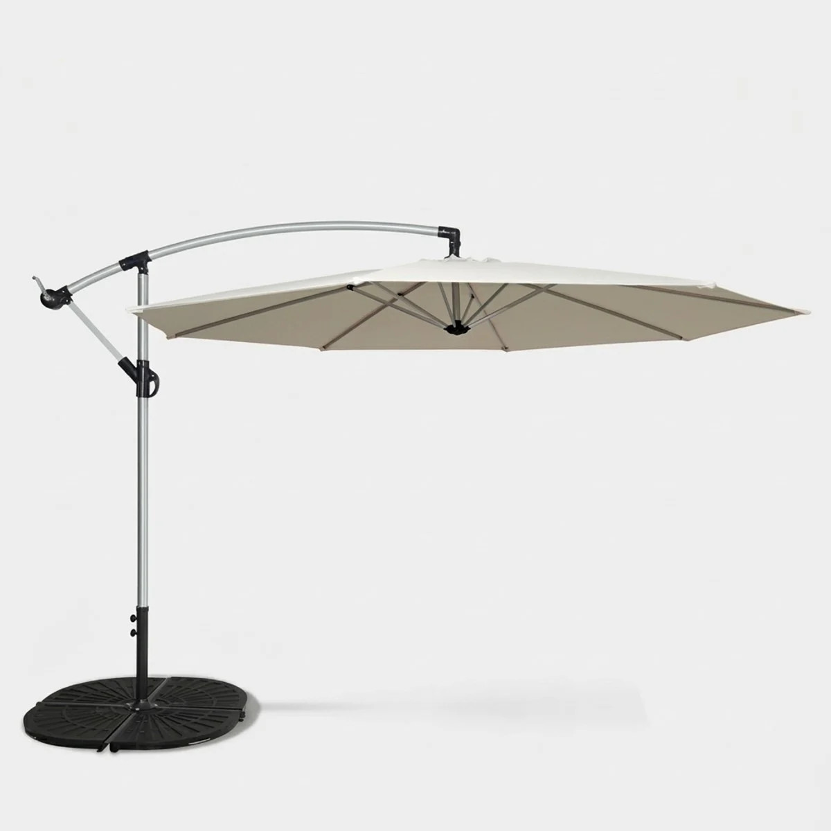 Parasol de jardin suspendu 3m Fan orientable avec mât aluminium anti-UV