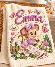 Disney Personalized Baby Blanket Custom Name Embroidered Mouse Girl Gift